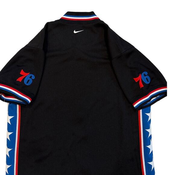 Vtg Nike Philadelphia 76ers Basketball Warm Up Snap Jacket Boy Large 16-18 Black - Picture 4 of 10